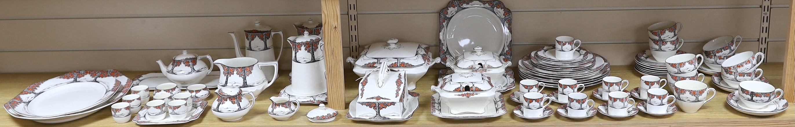 A large quantity of Crown Ducal Orange Tree pattern tea, coffee and dinner wares